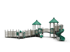 ADA accessible playset Sky Bridge playground combines elevated adventure with inclusive design, offering ADA-accessible ramps, shaded towers, and interactive play panels. Children can climb, slide, and explore across the connected bridges while developing balance, coordination, and social skills. Its spiral slide and multiple entry points create nonstop excitement, while the open layout ensures safety and accessibility for all. Perfect for schools, parks, and community spaces that want both active fun and inclusive play.